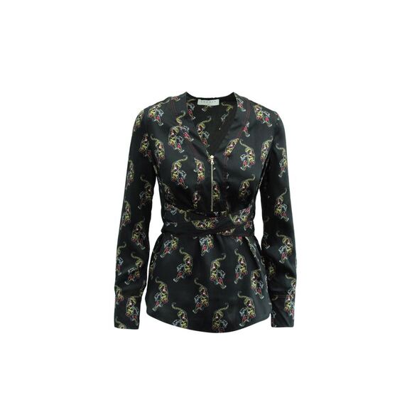 Sandro Paris Tops - Sandro Paris Aya Tiger Print Blouse in Black Print Polyester